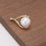 925 Sterling Silver Natural Freshwater Pearl Pendant for Women Gold Plated Geometric Simple Elegant Fashion Jewelry
