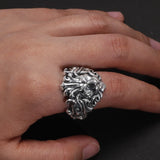 925 Silver Jewelry Certified Original Open Ring Animal Lion Rings Punk Style Men Jewelry