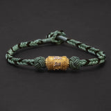 Colorful Tibetan Bracelet 925 Sterling Silver Tube Six Word Mantra Rope Braided Knot Bracelets Lucky Buddhism Jewelry