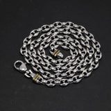 Solid 925 Sterling Silver 7mm Necklace Coffee Bean Chain for Men Retro Antique Punk Style Fine Jewelry