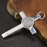 Real 925 Sterling Silver Catholic Cross Pendant Amulet Necklace Jesus Christ Jewelry for Men and Women