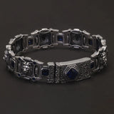 22cm 925 Sterling Silver Lion Bracelet for Men Blue Zircon Thick Punk Domineering Luxury Designer Jewelry Gift Clearance Sale