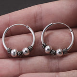20mm 925 Sterling Silver Viking Hoop Earrings for Women Men Circle Earrings Punk Retro Vintage Fashion Jewelry