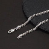 2mm 925 Sterling Silver Franco Chain Necklace & Bracelet with Lobster Clasp Men Boy Women High Polished Punk Rock Party Jewelry