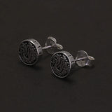 7mm 925 Sterling Silver Retro Viking Dragon Stud Earrings Men Women Round Shaped Vintage Punk Biker Jewelry Gift Hypoallergenic