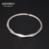 Genuine 999 Sterling Silver Twisted Cuff Bracelets and Bangles for Men Women Matte Polished Minimalist Jewelry