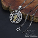 Real 925 Sterling Silver Hollow Round Auspicious Cloud Pendant Necklace Buddhist Retro Jewelry for Men and Women