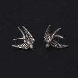 S925 Sterling Silver Vintage Men's and Women's Earrings Swallow Animal Earrings Punk Thai Silver Animal Jewelry