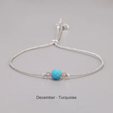 Handmade Birthstone Bracelet Girl Women 12 Months Natural Stone Braided Rope Friendship Bracelet Adjustable Minimalist Jewelry