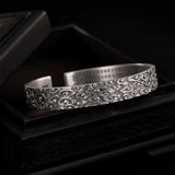 Bracelets for Women Silver 925 Sterling Auspicious Clouds Engraved Heart Sutra Buddha Jewelry