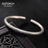 999 Pure Silver Bangles for Women Heart Sutra Buddhist Scriptures Engraved Mother Lover Gift Fine Sterling Silver Jewelry - GQTORCH Jewelry
