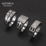 100% Sterling Silver Men Wedding Band Micro Inlaid Zircon Engagement Ring Fashion Eternity Promise Ring Luxury Designer Jewelry