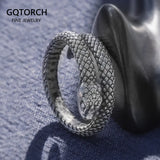 Pure 999 Sterling Silver Viking Snake Rings For Men and Women Retro Hipster Ring Opening Fine Jewelry