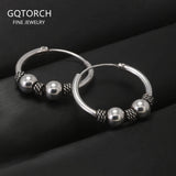 20mm 925 Sterling Silver Viking Hoop Earrings for Women Men Circle Earrings Punk Retro Vintage Fashion Jewelry
