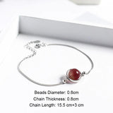 Natural Stone Ball Charm 925 Sterling Silver Box Chain Bracelets For Women Simple Minimalism Multi Color Real Crystal Bracelet - GQTORCH Jewelry