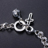 925 Sterling Silver Virgin Mary Link Chain Couple Bracelet Christian Jewelry With Cross Charm