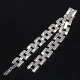 Retro 925 Sterling Silver 10mm Wide Watch Chain Bracelet for Men Punk Hip Hop Boutique Jewelry