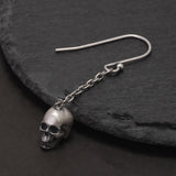 925 Sterling Silver Gothic Skull Dangle Earrings for Men Women Punk Retro Ghost Head Chain Drop Earring Hypoallergenic Jewelry