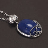 925 Sterling Silver Katherine Daylight Pendant Necklace with Natural Lapis Lazuli Stone The Vampire Diaries Necklace Jewelry
