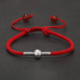 999 Pure Silver Bead Lucky Red Charm Rope Bracelet Handmade Braided String Friendship Bracelet Adjustable Fashion Jewelry