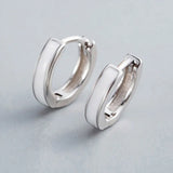 925 Sterling Silver Jewelry Minimalist Black Gel Circle Hoop Earrings For Men Best Gifts Simple Punk Rock Jewelry Bijoux