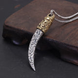 Real Pure 925 Sterling Silver Jewelry Wolf Tooth Pendant Necklace for Men Amulets and Talismans Retro Punk Viking Animal Jewelry