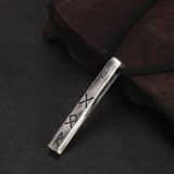 Vintage 925 Sterling Silver Nordic Viking Rune Month Necklace for Men Women 60cm Adjustable Rope String - GQTORCH Jewelry
