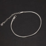 Pure 925 Sterling Silver Men's and Women's Bracelet Snake Bone Chain with Extension 4cm Adjustable Couple Minimalist Jewelry