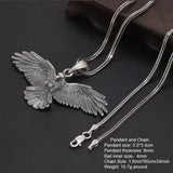 Authentic 925 Sterling Silver Eagle Pendant for Men and Women Retro Punk Style Necklace Hip Hop Animal Jewelry Gift