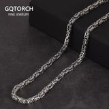 Guarantee S925 Sterling Silver 2.5mm Viking Chain Necklace Peace Pattern Handmade Necklace Retro Punk Style Jewelry