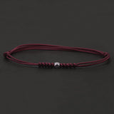 925 Sterling Silver Bead Charm Rope Braided Bracelet Red Black Handmade Adjustable String Wristband Unisex Vintage Lucky Jewelry
