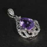 Semi-Precious Stone Amethyst Lucky Pendant Real Silver 925 Jewelry For Women Geometrical Fine Jewelry