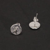 S925 Sterling Silver Earrings Prayer Hands Men's and Women's Round studs Retro Thai Silver Jewelry Gothic Punk Style