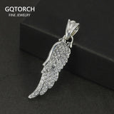 Genuine Pure 925 Sterling Silver Angel Wing Necklace Pendant Silver Male and Female Feather Wings High Jewelry