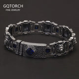 22cm 925 Sterling Silver Lion Bracelet for Men Blue Zircon Thick Punk Domineering Luxury Designer Jewelry Gift Clearance Sale