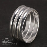 Genuine 925 Sterling Silver Spring Ring Simple Multi-Layers Elegant Jewelry Opening Plain Punk Ring