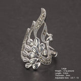 Real 925 Sterling Silver Peacock Ring Women's Vintage Open Style Exaggerated Thai Silver Animal Jewelry