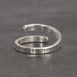 Real Sterling Silver Men's and Women's Braid Ring Retro Design Adjustable Simple Jewelry with Staggered Edges