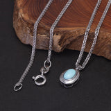 925 Sterling Silver Turquoise Rhodochrosite Kyanite Pendant Necklace Natural Gem Simple Small Oval Shaped Cute Elegant Jewelry