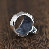 S925 Sterling Silver Vintage Thai Silver Open Ring for Men Wolf Head Open Silver Ring Punk Style Male Jewelry - GQTORCH Jewelry