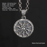 Vintage 925 Sterling Silver Apollo Amulet Sun God Pendant Necklace Punk Style Sweater Chain Fine Jewelry