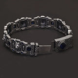 22cm 925 Sterling Silver Lion Bracelet for Men Blue Zircon Thick Punk Domineering Luxury Designer Jewelry Gift Clearance Sale