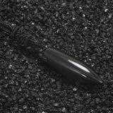 Natural Obsidian Bullet Shaped Pendant Rope Chain Men Necklace Fashion Pendant Punk Rock Style Men Jewelry