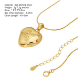 925 Sterling Silver Heart Shaped Lock Pendant with Gold Plated Open Swan Pattern Woman Necklace Snake Chain Fine Jewelry