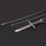 925 Sterling Silver Large Holy Sword Pendant Necklace for Men Vintage Fashion Punk Male Biker Jewelry Gift