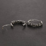 925 Sterling Silver Ladies Hoop Earrings Round with Pattern Retro Vintage Style Ladies Jewellery