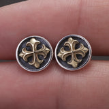 925 Sterling Silver Retro Stud Earrings Cross Sun Praying Hands Evil Eye Ear Studs Vintage Fashion Jewelry
