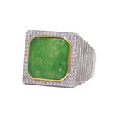 Guaranteed 925 Sterling Silver Natural Jade Citrine Rings for Women and Men Zircon Paved Setting Square Shape Luxury Jewelry