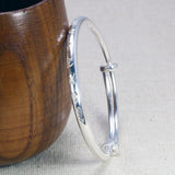 Expandable Bangle Bracelet For Women Real Pure 999 Sterling Silver Mantra Bangles Six Words Engraved Tibetan Buddhism Jewelry - GQTORCH Jewelry