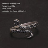 925 Sterling Silver Octopus Tentacle Ring for Women Men Opening Type Squid Finger Rings Gothic Retro Punk Jewelry Accessories